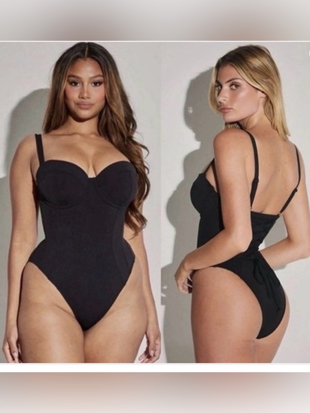 Black One-Piece Swimsuit with Underwire Cups